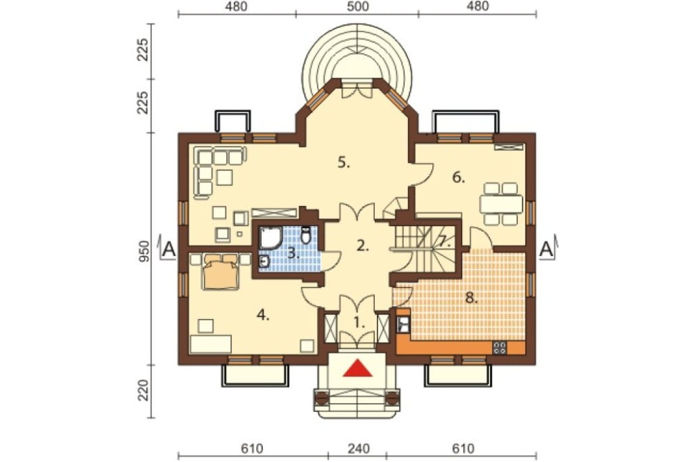 Projekt domu Czaniec B DM-6091 B, parterowy z 2 garażami, z poddaszem mieszkalnym, podpiwniczony - rzut parteru