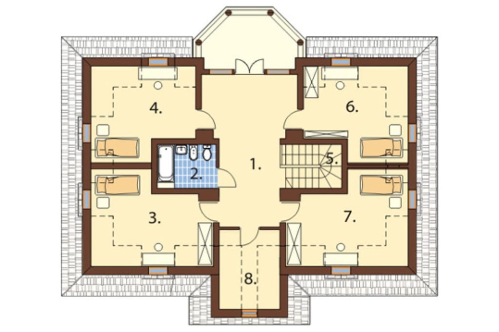 Projekt domu Czaniec B DM-6091 B, parterowy z 2 garażami, z poddaszem mieszkalnym, podpiwniczony - rzut poddasza