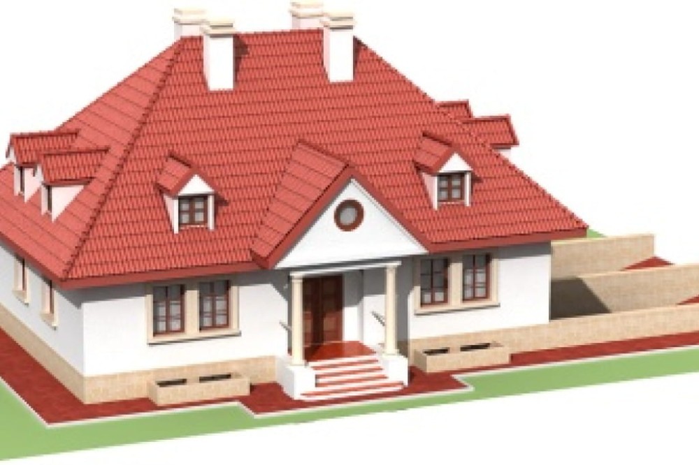 Projekt domu Czaniec B DM-6091 B, parterowy z 2 garażami, z poddaszem mieszkalnym, podpiwniczony - model