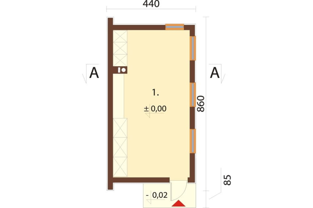 Projekt budynku gospodarczego LZG-119 - rzut parteru
