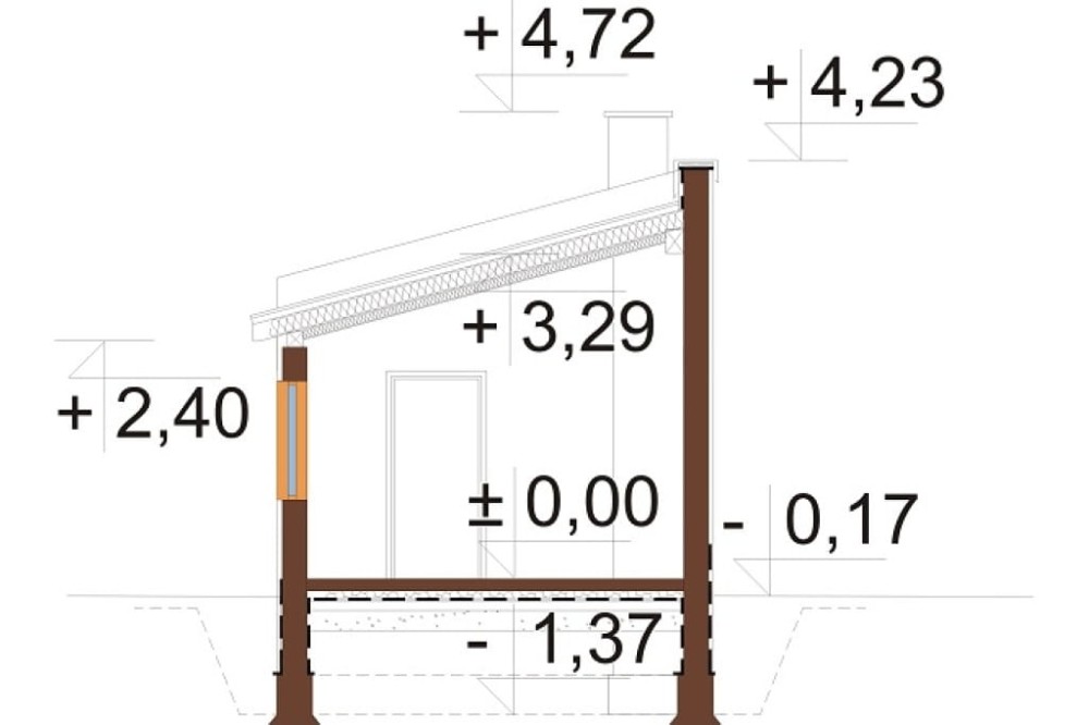 Projekt budynku gospodarczego LZG-119 - przekrój A-A