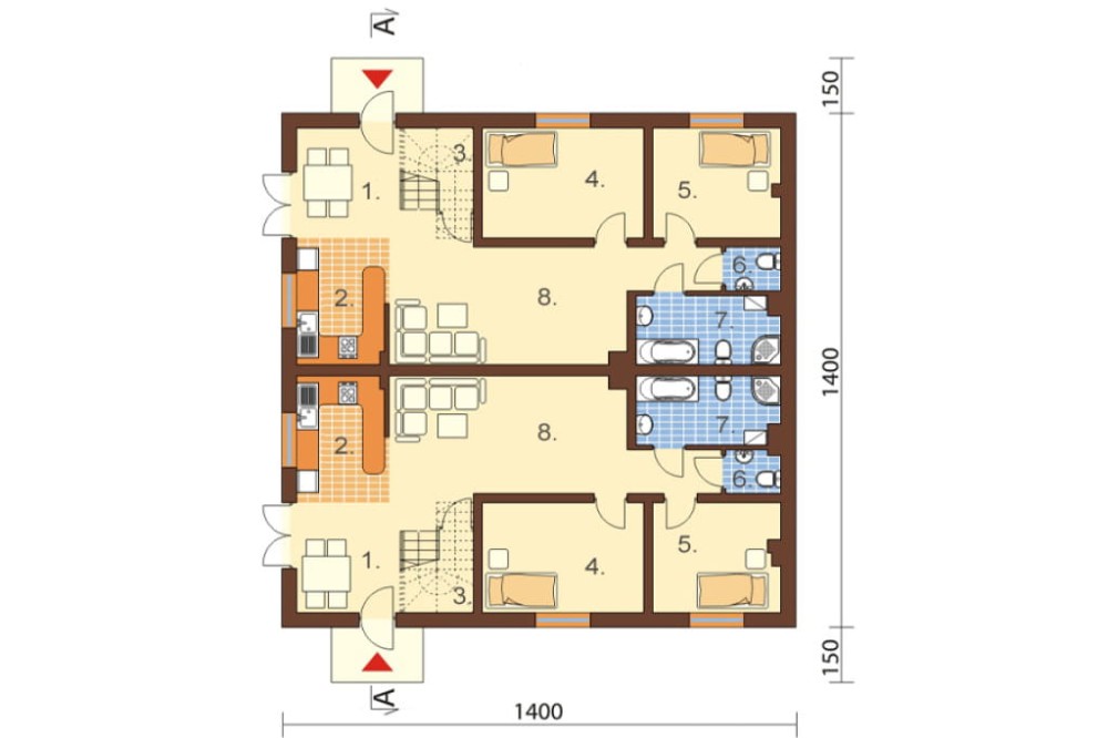 Projekt domu Stryków DM-6481, parterowy z poddaszem mieszkalnym, bez podpiwniczenia - rzut parteru
