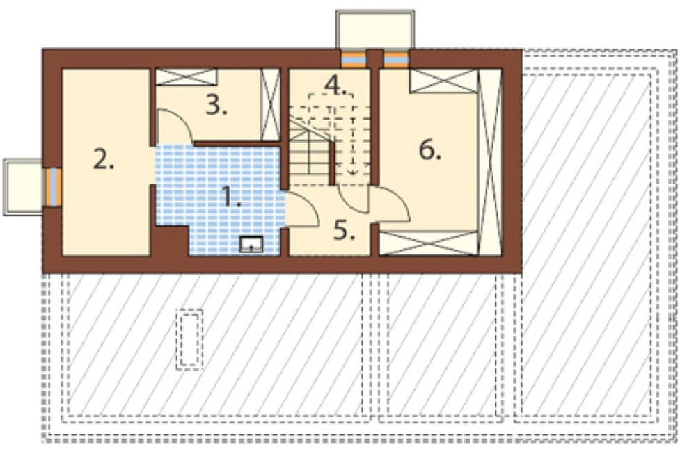 Projekt domu Tymbark DM-6340, parterowy z poddaszem mieszkalnym, częściowo podpiwniczony, z garażem - rzut piwnicy