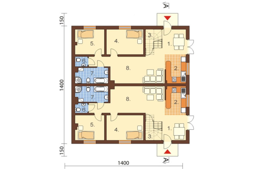 Projekt domu Stryków 2 L-6481, parterowy z poddaszem mieszkalnym, bez podpiwniczenia - rzut parteru