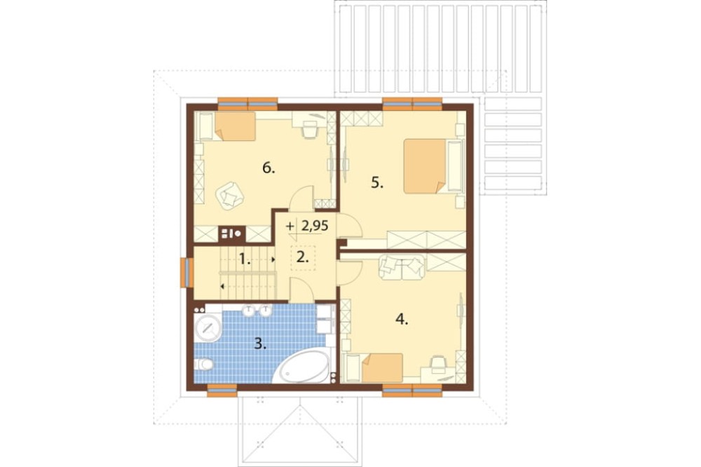 Projekt domu Victrix 2 L-6848, piętrowy, bez garażu, bez podpiwniczenia - rzut piętra