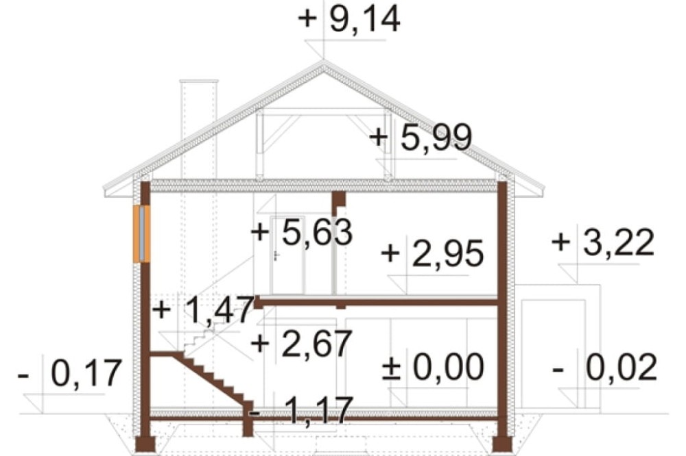 Projekt domu Victrix 2 L-6848, piętrowy, bez garażu, bez podpiwniczenia - przekrój A-A