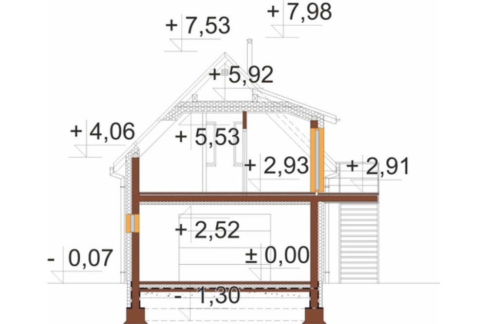 Projekt budynku gospodarczego ZG-59 B - przekrój A-A