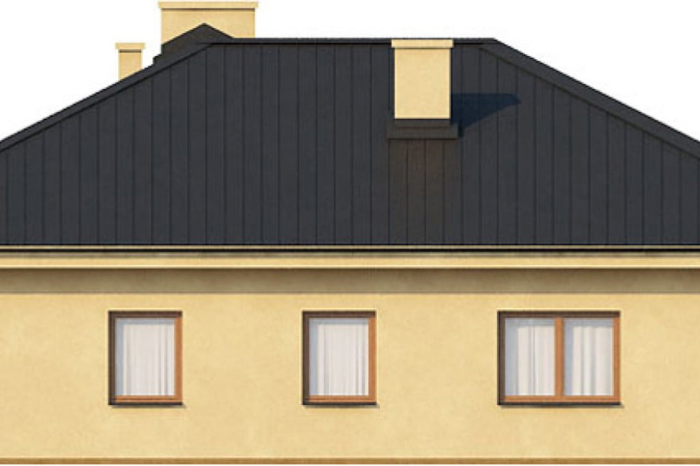 Projekt domu Darłowo 2 L-6330, parterowy z poddaszem niemieszkalnym, z garażem dwustanowiskowym, niepodpiwniczony - elewacja prawa