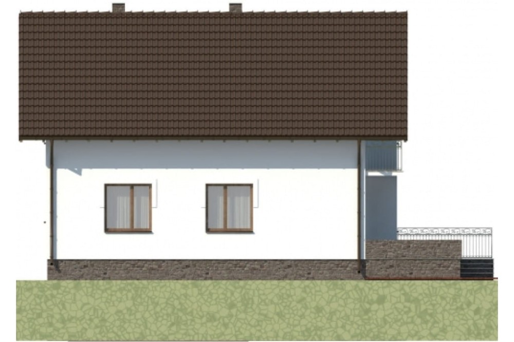 Projekt domu Zawoja DM-6043, wielopokoleniowy, parterowy, z wiatą, z poddaszem mieszkalnym, częściowo podpiwniczony - elewacja lewa