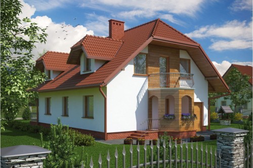 Projekt domu Białoborze L-6089, parterowy z garażem, z poddaszem użytkowym, bez podpiwniczenia - kolorystyka wersja 2