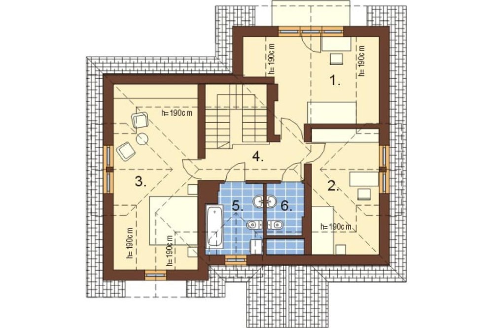 Projekt domu Pszenicznik L-6262, parterowy z poddaszem mieszkalnym, częściowo podpiwniczony - rzut poddasza