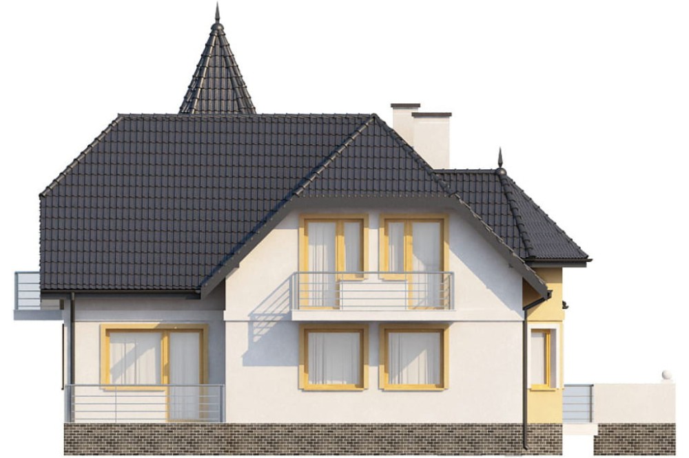 Projekt domu Krutyń L-6224, parterowy z poddaszem mieszkalnym, częściowo podpiwniczony z garażem - elewacja ogrodowa