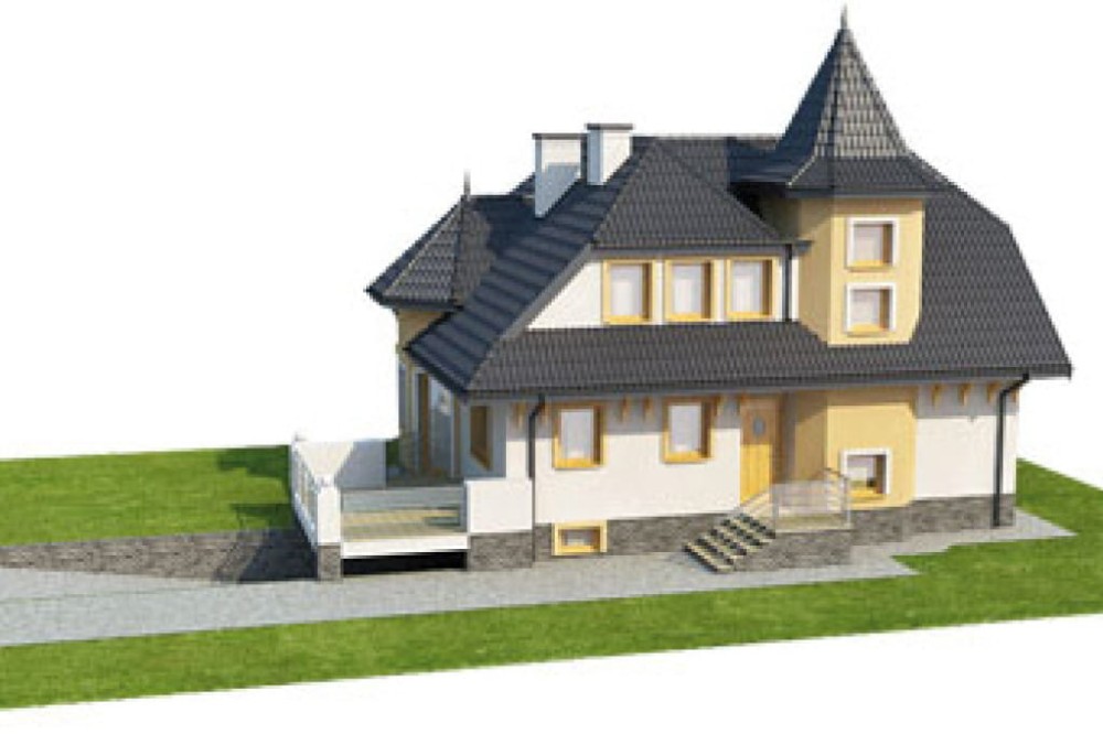 Projekt domu Krutyń L-6224, parterowy z poddaszem mieszkalnym, częściowo podpiwniczony z garażem - model