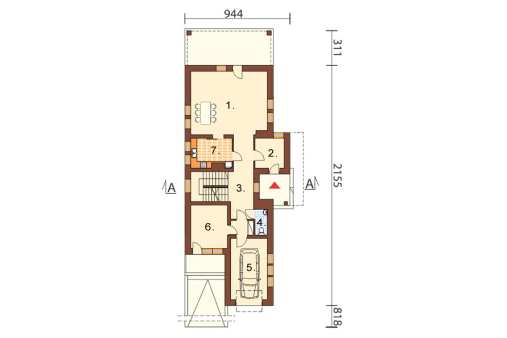 Projekt domu Racewo 2 L-6157, piętrowy z garażem, bez podpiwniczenia - rzut parteru