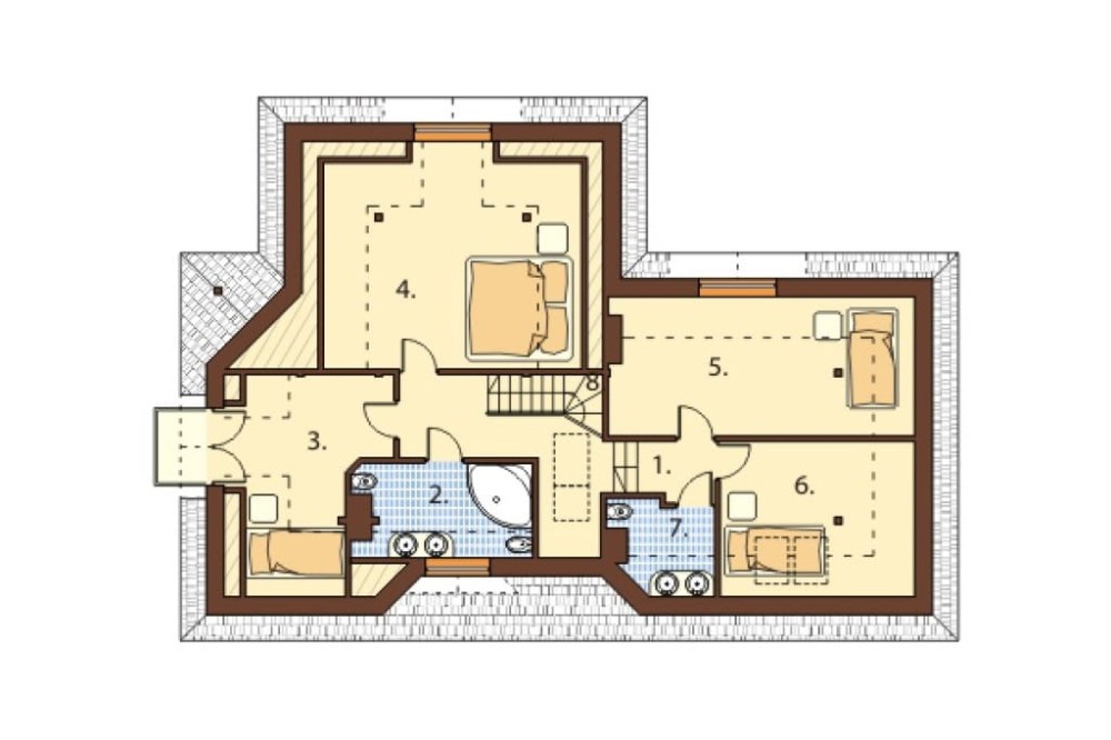 Projekt domu Galewice B DM-6132 B, parterowy z poddaszem użytkowym, garażem dwustanowiskowym, podpiwniczony - rzut poddasza