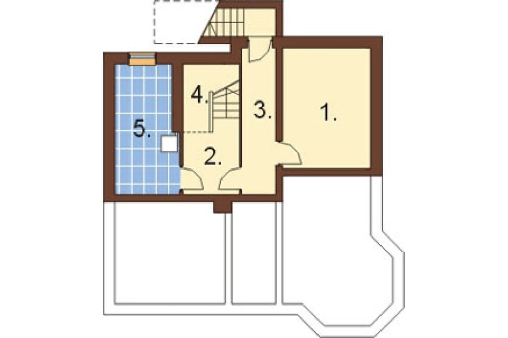 Projekt domu Radwanowice L-5543, parterowy z poddaszem użytkowym, z garażem, częściowo podpiwniczony - rzut piwnicy