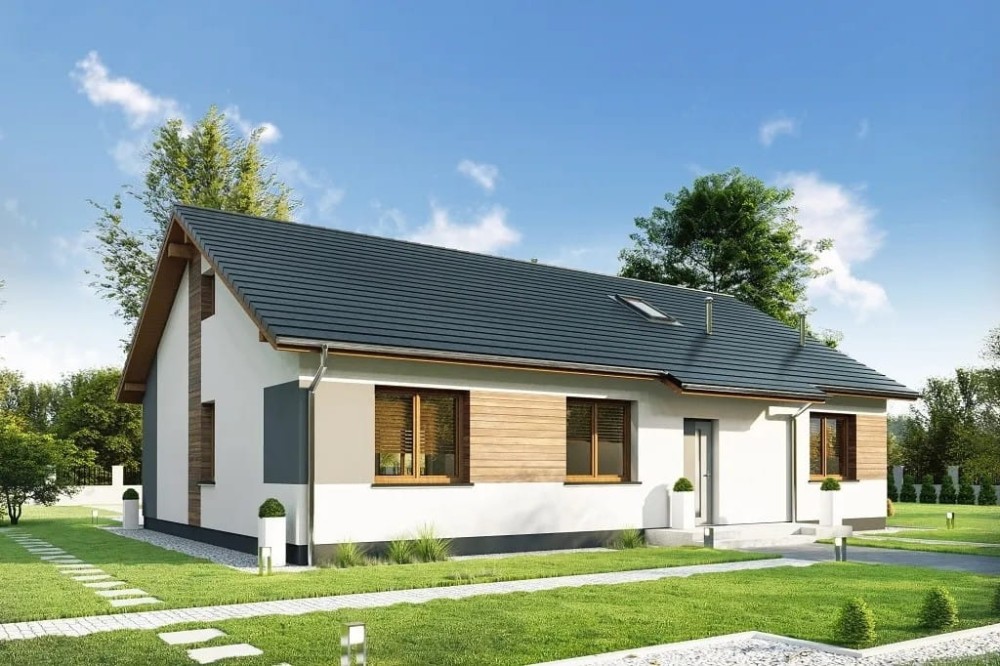 Projekt domu Izelia tech. DM-6741 tech., parterowy, niepodpiwniczony, bez garażu - kolorystyka wersja 1