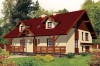 Projekt domu Stryjewo L-6175, parterowy z poddaszem mieszkalnym, podpiwniczony z garażem, z wydzieloną częścią gospodarczą - kolorystyka wersja 1