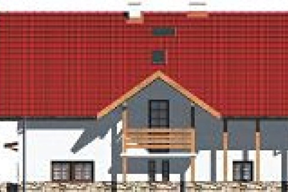 Projekt domu Stryjewo L-6175, parterowy z poddaszem mieszkalnym, podpiwniczony z garażem, z wydzieloną częścią gospodarczą - elewacja ogrodowa