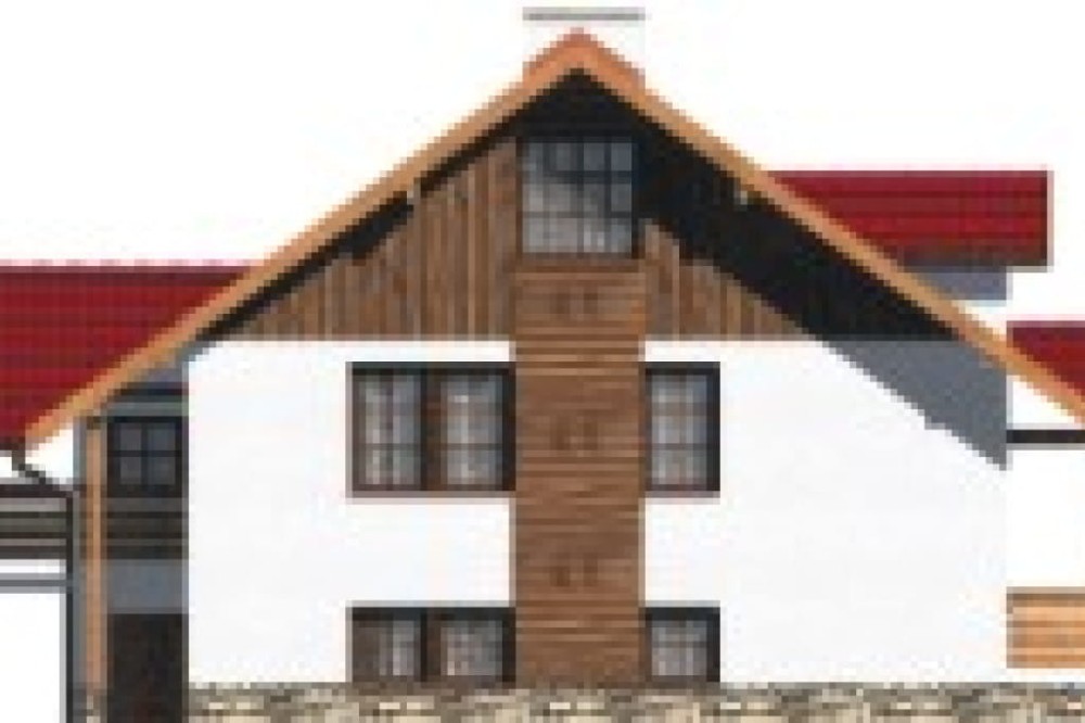 Projekt domu Stryjewo L-6175, parterowy z poddaszem mieszkalnym, podpiwniczony z garażem, z wydzieloną częścią gospodarczą - elewacja lewa