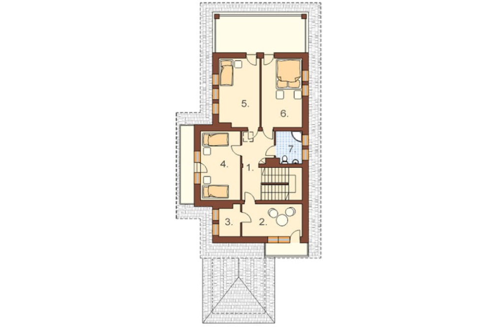 Projekt domu Racewo B DM-6157 B, parterowy z poddaszem mieszkalnym, podpiwniczony, z dwoma garażami - rzut poddasza