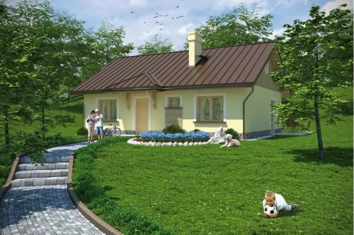Projekt domu Fanusin tech. L-6299 tech. , parterowy, jednorodzinny dworkowy, bez garażu-kolorystyka wersja 1