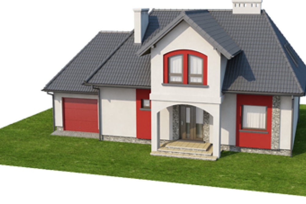 Projekt domu Parlino DM-6427, parterowy z poddaszem mieszkalnym, bez podpiwniczenia, z garażem. -model