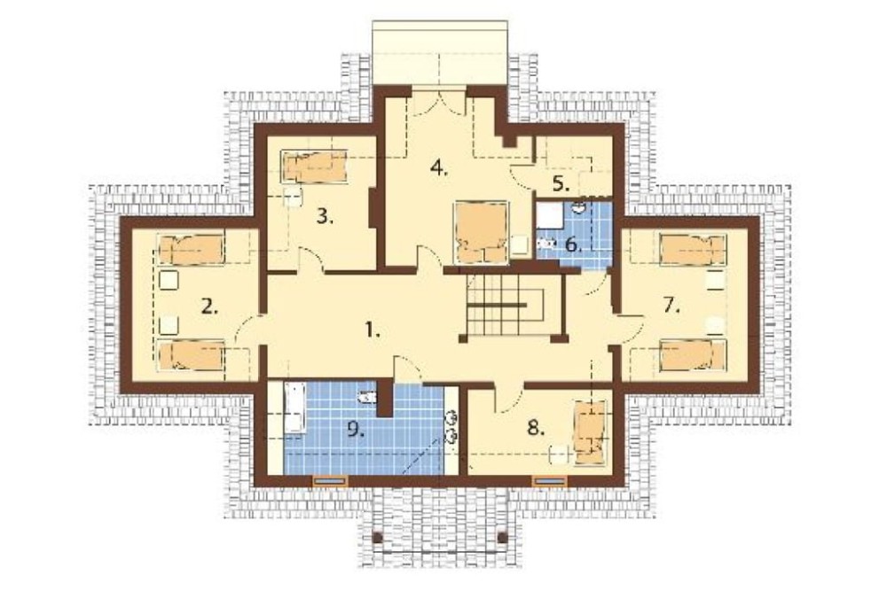 Projekt domu Skarbniewo B DM-5562 B, parterowy z poddaszem mieszkalnym, z garażem, podpiwniczony -  rzut poddasza