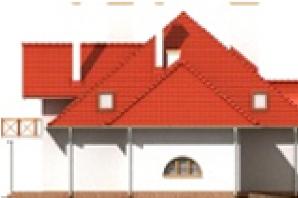 Projekt domu Skarbniewo B DM-5562 B, parterowy z poddaszem mieszkalnym, z garażem, podpiwniczony - elewacja prawa