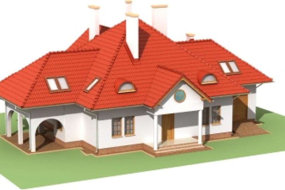 Projekt domu Skarbniewo B DM-5562 B, parterowy z poddaszem mieszkalnym, z garażem, podpiwniczony - model