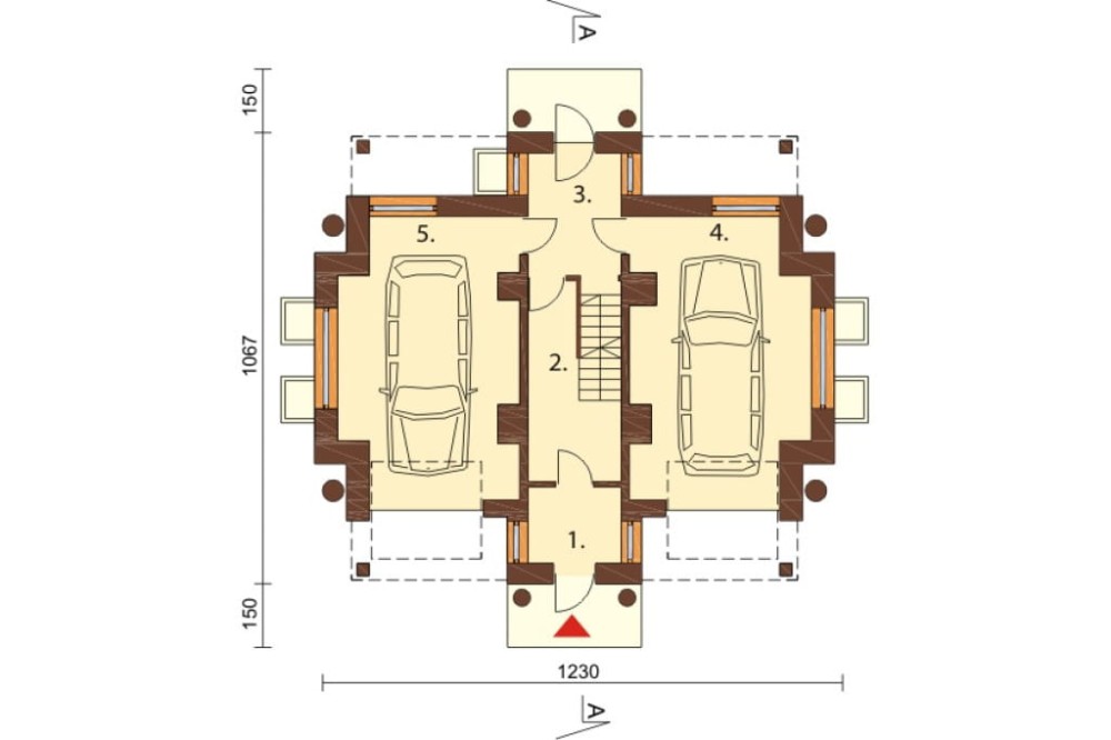 Projekt domu Jastarnia B DM-6179 B, piętrowy z poddaszem mieszkalnym, podpiwniczony - rzut parteru