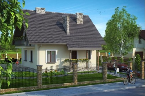 Projekt domu Turowice D tech. DM-6190 D tech., parterowy, z poddaszem użytkowym, jednorodzinny, tradycyjny, bez garażu - kolorystyka wersja 1