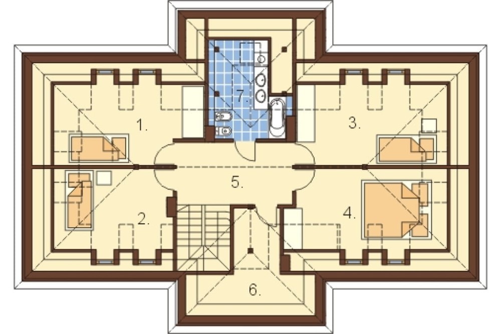 Projekt domu Strzegocin DM-6317, parterowy z poddaszem mieszkalnym, z garażem, bez podpiwniczenia - rzut poddasza