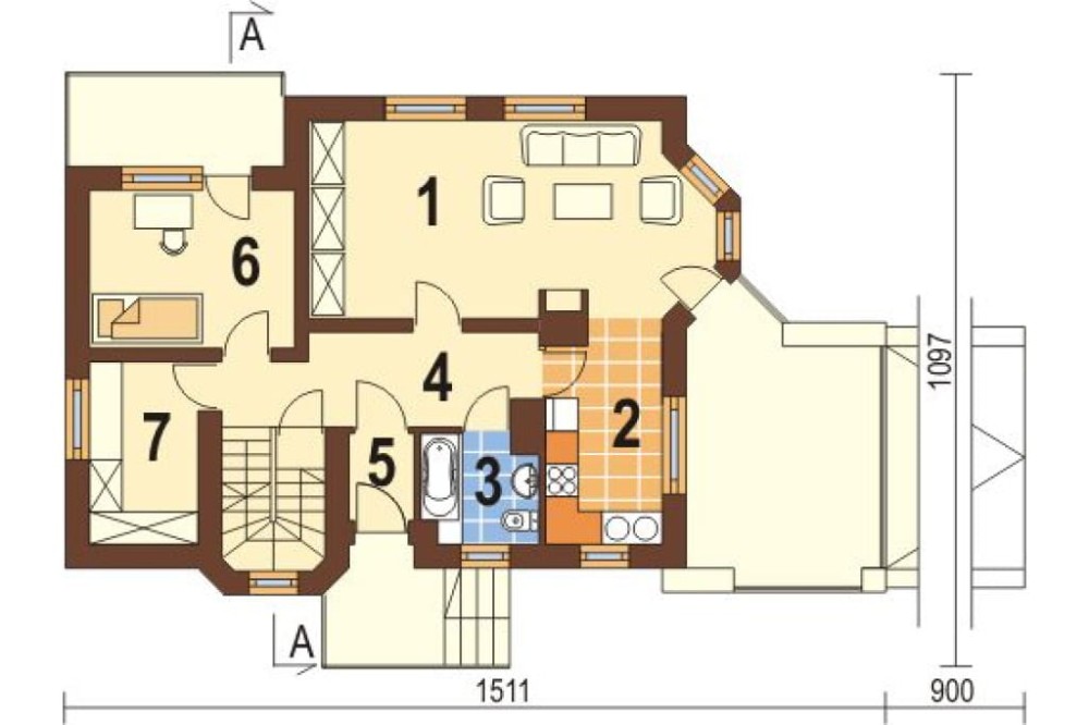 Projekt domu Litwinowicze DM-6224, parterowy z poddaszem mieszkalnym, częściowo podpiwniczony z garażem - rzut parteru
