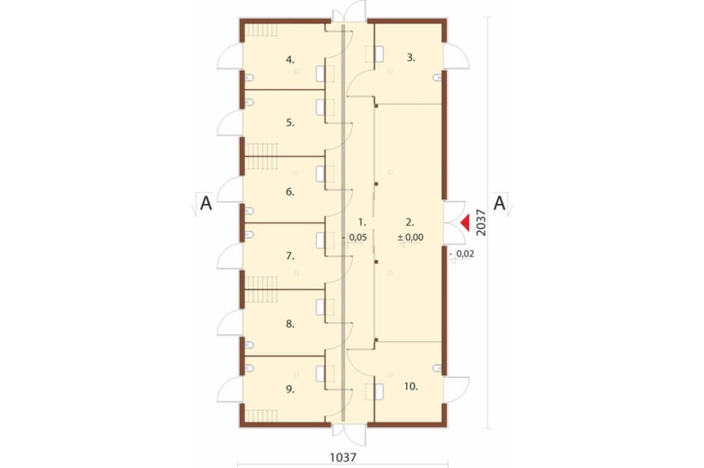 Projekt stajni LZG-85 B,  parterowy, bez podpiwniczenia - rzut parteru