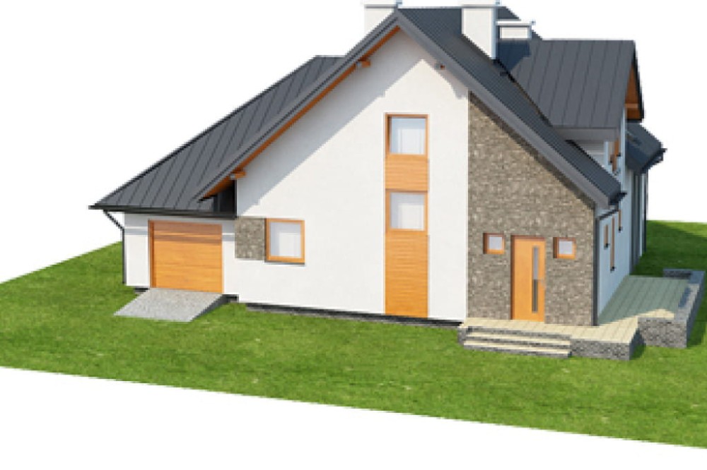 Projekt domu Siczyny 2 L-6381, parterowy z poddaszem mieszkalnym, bez podpiwniczenia, z garażem  -model