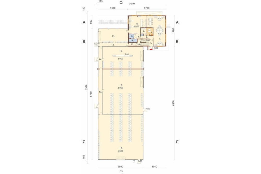 Projekt budynku K-153 - rzut parteru