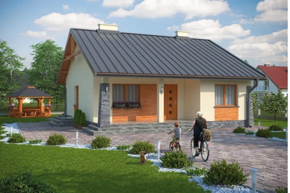 Projekt domu Opatkowice tech. L-6298 tech. , parterowy, jednorodzinny dworkowy, bez garażu, bez podpiwniczenia-kolorystyka wersja 1