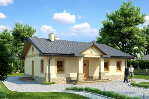 Projekt domu Rakoszyn tech. L-6300 tech., parterowy, bez podpiwniczenia - kolorystyka wersja 1