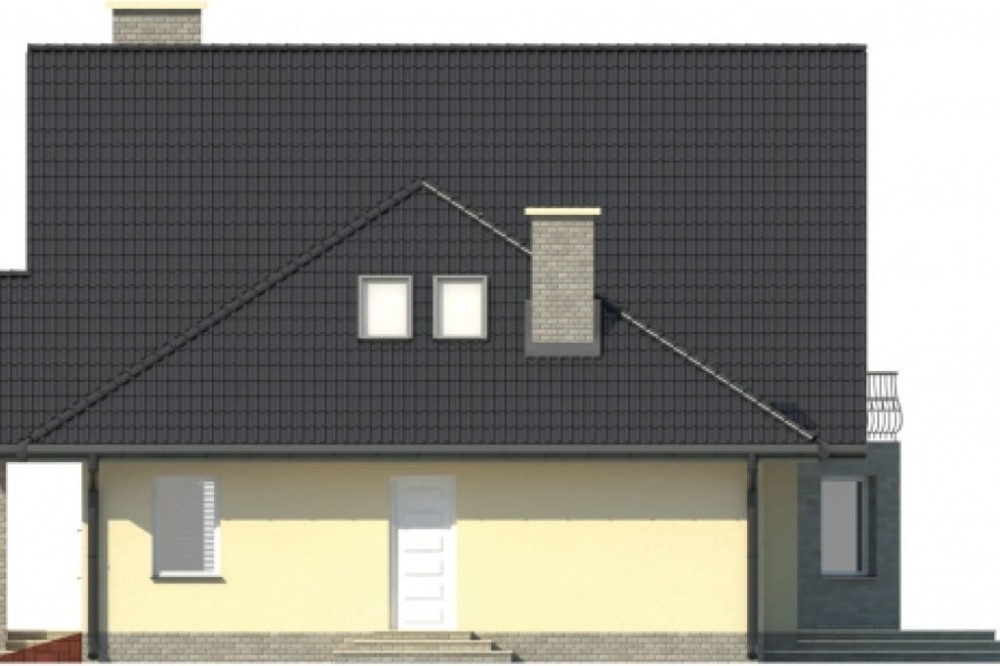 Projekt domu Dąbczyna L-6011, parterowy z poddaszem mieszkalnym, z garażem, bez podpiwniczenia - elewacja prawa