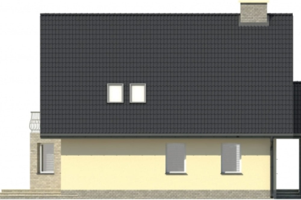 Projekt domu Dąbczyna L-6011, parterowy z poddaszem mieszkalnym, z garażem, bez podpiwniczenia - elewacja lewa