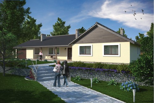 Projekt domu Nadolany L-5544, parterowy z garażem, bez podpiwniczenia - kolorystyka wersja 1