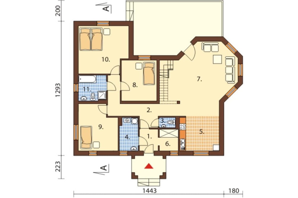 Projekt domu Alabastrów 2 L-6449, parterowy z antresolą, bez podpiwniczenia - rzut parteru