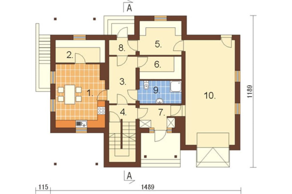 Projekt domu Radlice L-6177, parterowy z poddaszem mieszkalnym, częściowo podpiwniczony, z garażem z wydzieloną częścią gospodarczą - rzut parteru