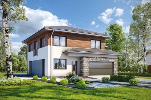 Projekt domu Igetio tech. DM-6679 tech., piętrowy z garażem, jednorodzinny - kolorystyka wersja 1