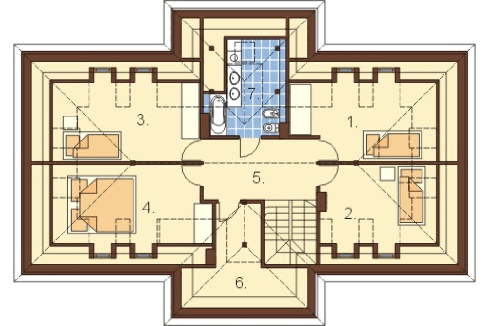 Projekt domu Grądy L-6317, parterowy z poddaszem mieszkalnym, z garażem, bez podpiwniczenia - rzut poddasza