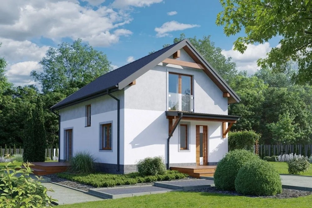 Projekt domu Silbis tech. DM-6810 tech., parterowy z poddaszem użytkowym, niepodpiwniczony, bez garażu - kolorystyka wersja 1