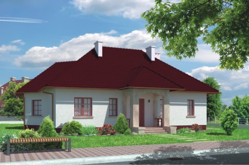 Projekt domu Alabastrów DM-6449, parterowy z antresolą, bez podpiwniczenia - kolorystyka wersja 1