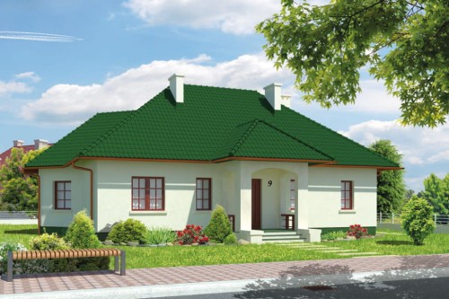 Projekt domu Alabastrów DM-6449, parterowy z antresolą, bez podpiwniczenia - kolorystyka wersja 2