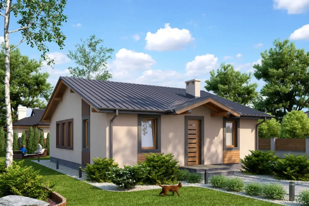 Projekt domu Branewka tech.  DM-6308 tech., parterowy bez podpiwniczenia i bez garażu - kolorystyka wersja 3